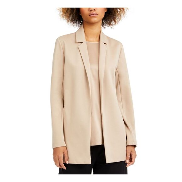 EILEEN FISHER Jackets & Blazers - EILEEN FISHER Womens Beige Pocketed Collar Blazer Jacket XS
